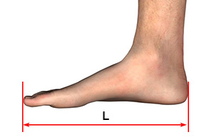 Diagram showing foot length measurement